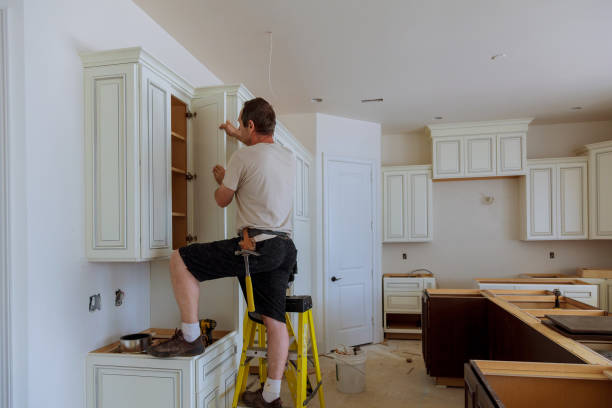 Kitchen island installation in Flagtown by JMT Kitchen Cabinet